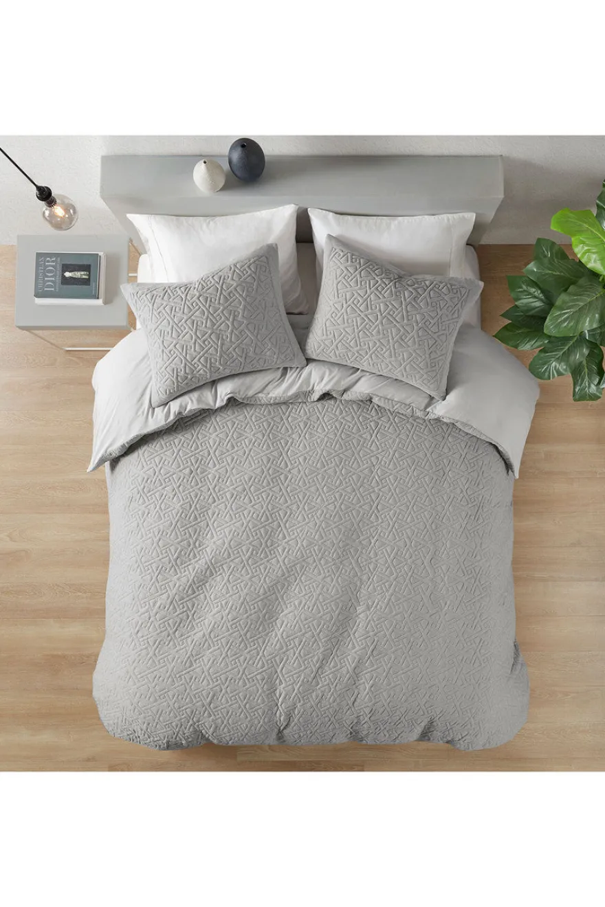 Origami 3 Piece Grey Comforter Mini Set