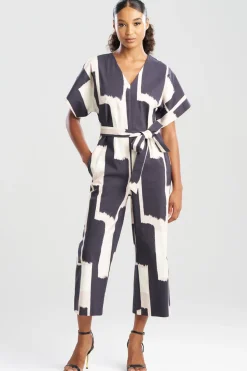 Painted Block Woven V-Neck Jumpsuit