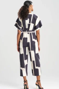 Painted Block Woven V-Neck Jumpsuit