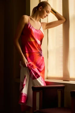 Palau Printed Charmeuse Slip Dress