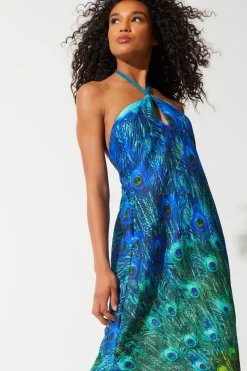Peacock Cotton Voile Beaded Maxi Dress