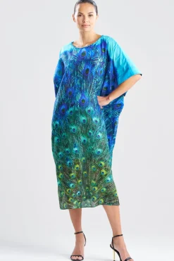 Peacock Cotton Voile Beaded Caftan