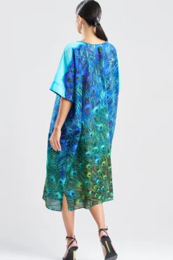 Peacock Cotton Voile Beaded Caftan