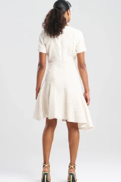 Pebbled Jacquard Short Sleeve Flounce Dress