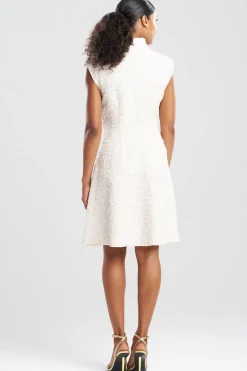 Pebbled Jacquard Tie Front Dress