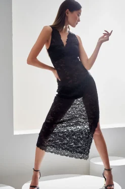 Peony Allover Lace V-Neck Slip Dress