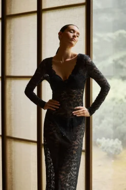 Peony Allover Sheer Lace Dress