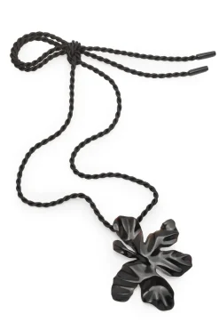 Peony Buffalo Horn Pendant Rope Necklace