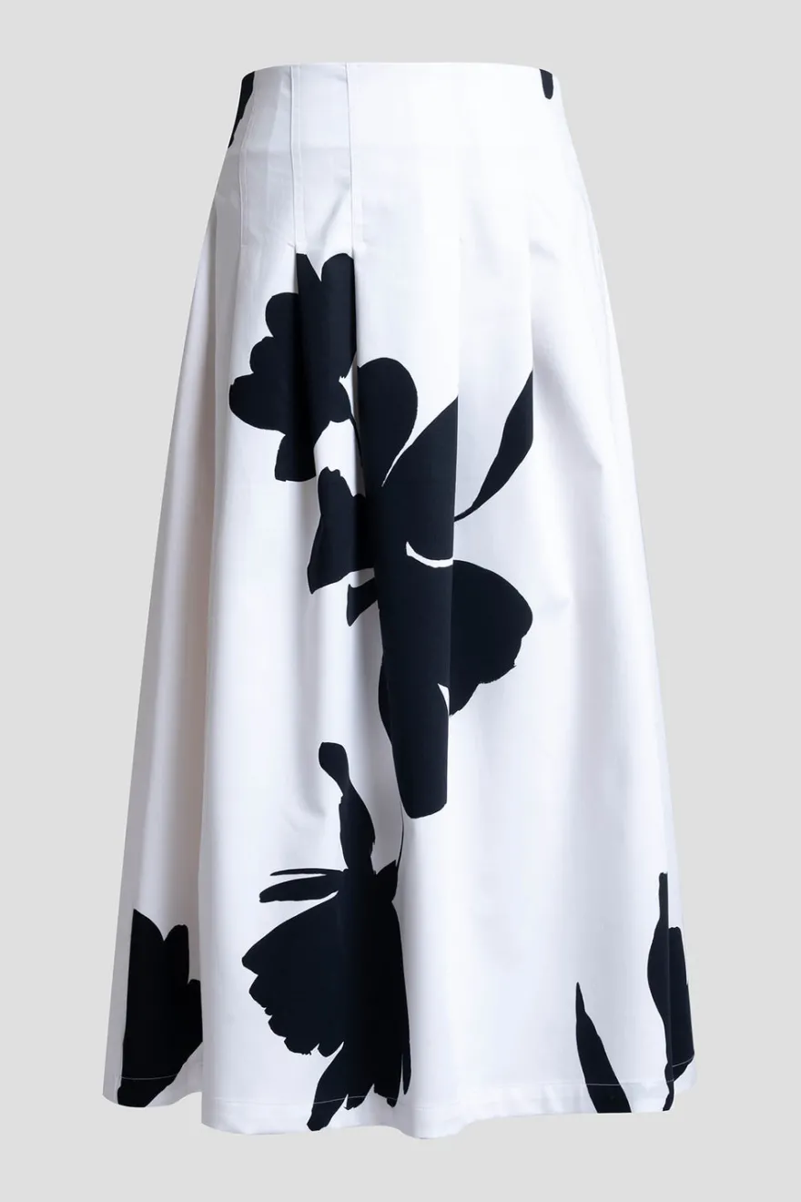 Peony Cotton Chino Pleated Skirt