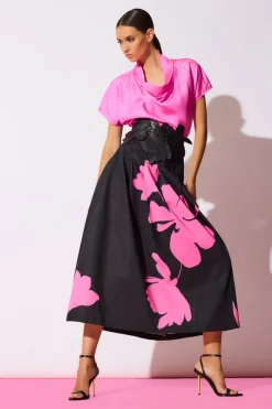 Peony Cotton Chino Pleated Skirt