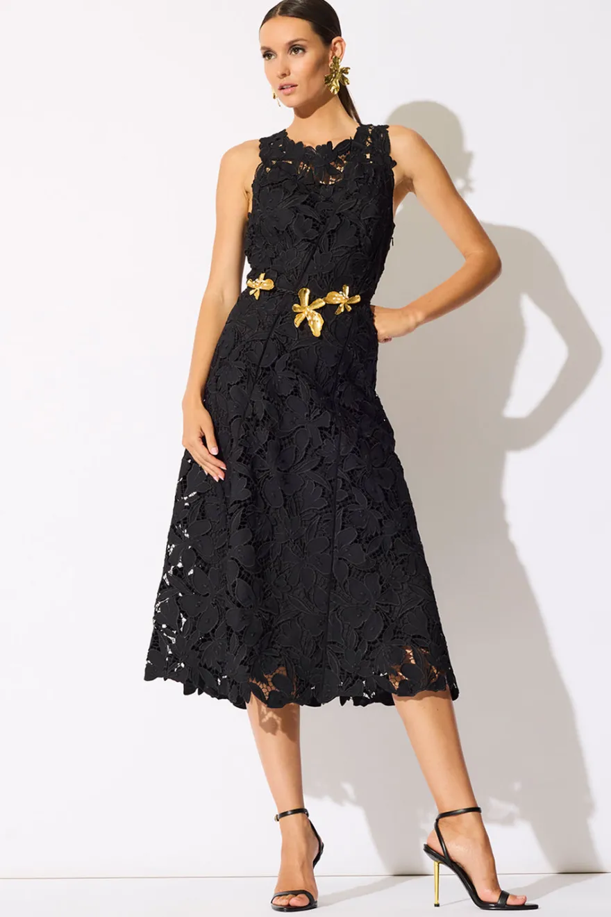 Peony Floral Lace Asymmetric Seam Dress