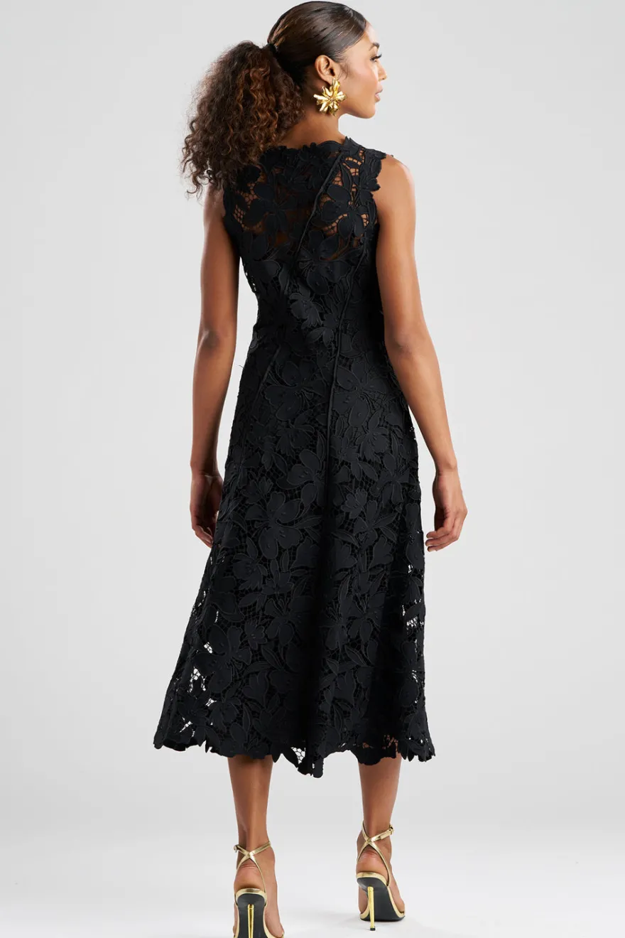 Peony Floral Lace Asymmetric Seam Dress