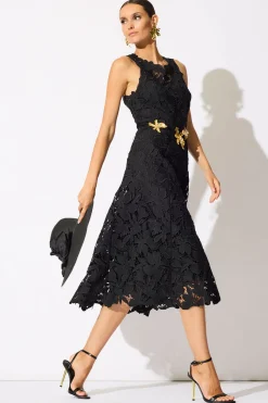 Peony Floral Lace Asymmetric Seam Dress