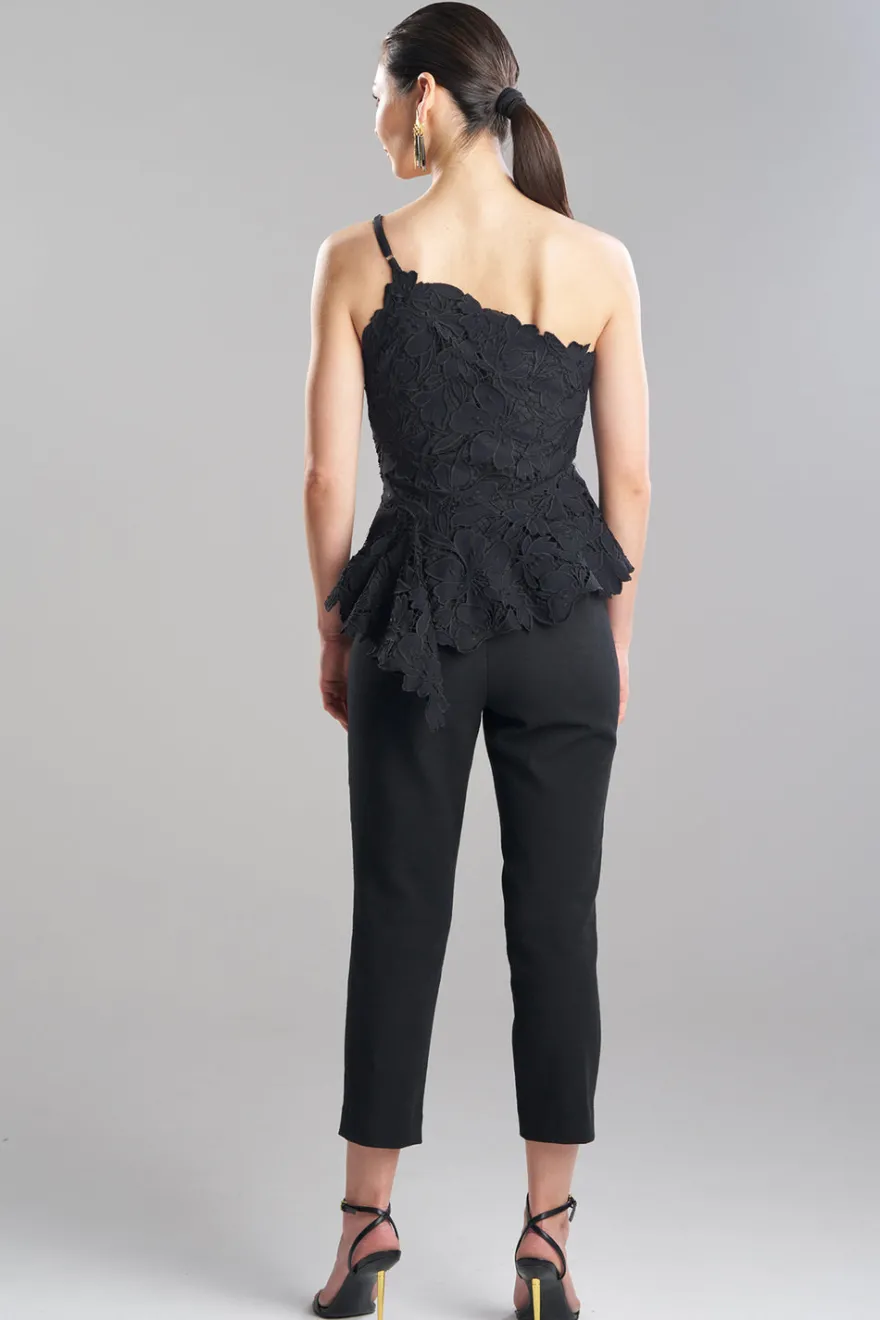 Peony Floral Lace Asymmetric Halter Top
