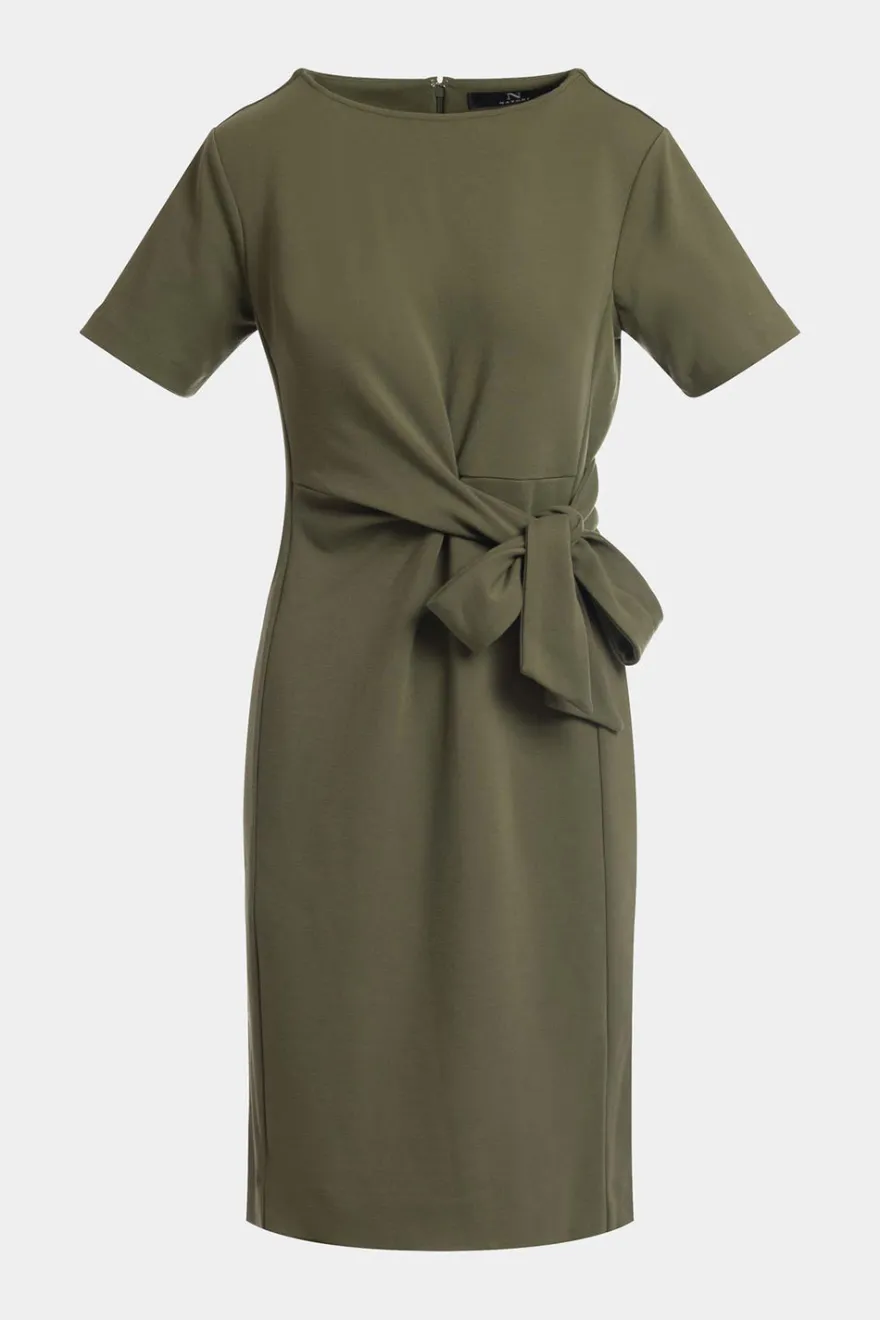 Ponte Knit Front Tie Sheath Dress