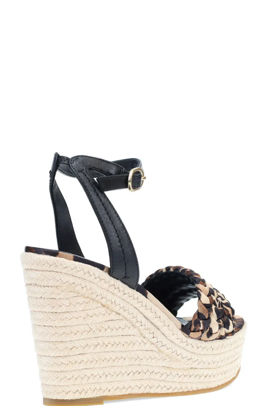 Rae Luxe Leopard Hinami Braided Wedge Sandals