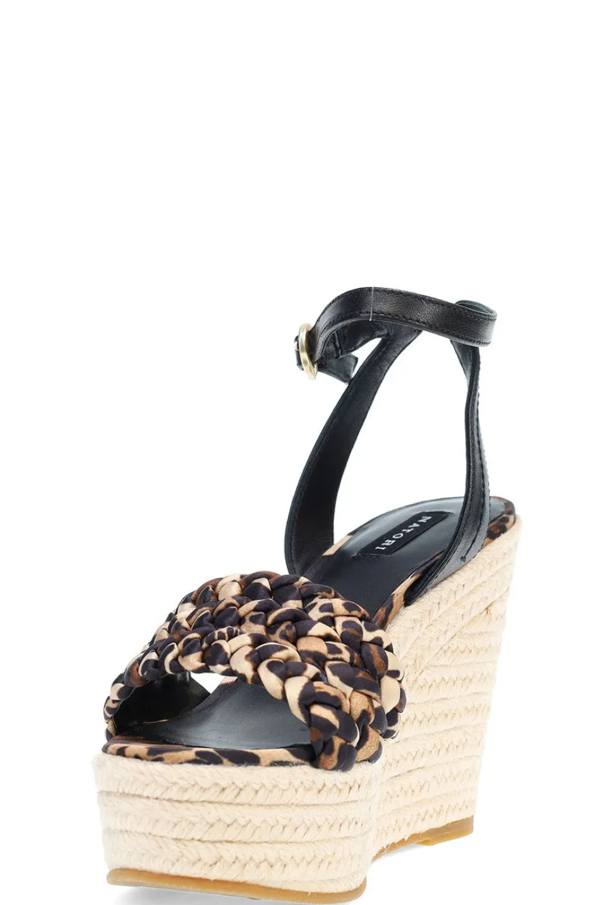 Rae Luxe Leopard Hinami Braided Wedge Sandals