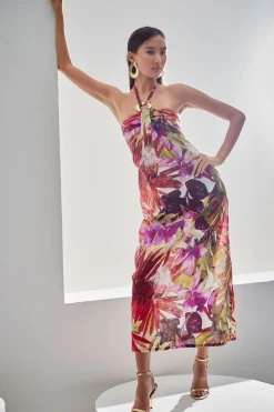 Rainforest Cotton Maxi Halter Dress