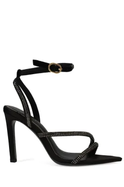 Reiki Satin Embellished Ankle Strap Heel