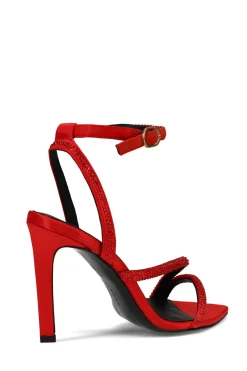 Reiki Satin Embellished Ankle Strap Heel