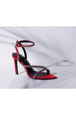 Reiki Satin Embellished Ankle Strap Heel