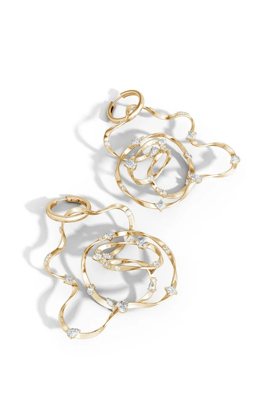 Runway Collection Sakura White Topaz Giant Gold Hoop Earrings