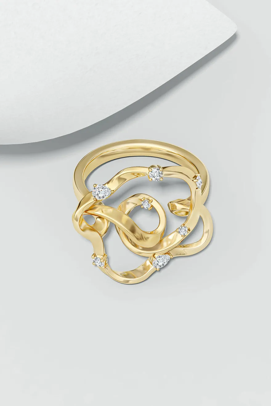 Sakura 14k Scattered Diamond Ring