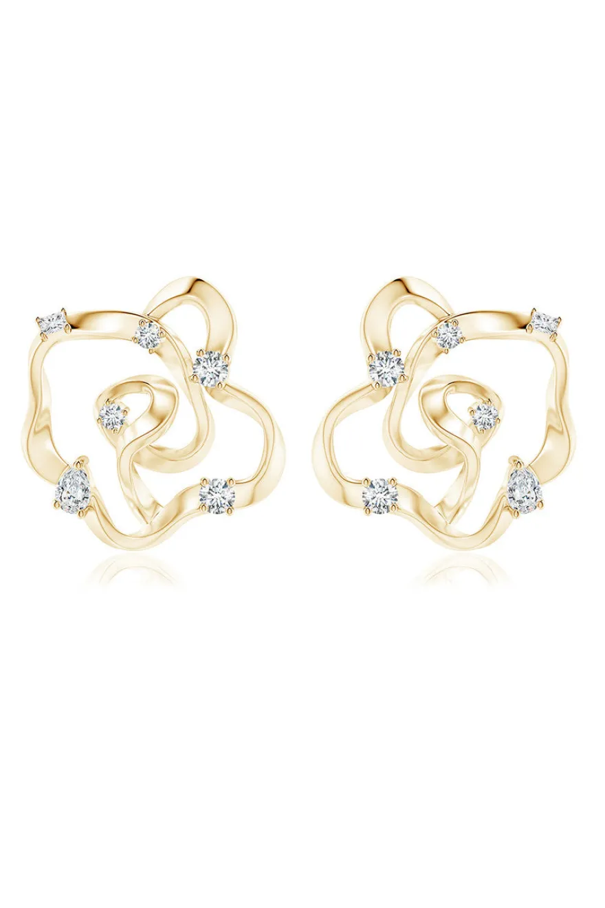 Sakura 14k Scattered Diamond Stud Earrings