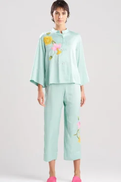 Satin Essentials Embroidered Mandarin PJ Set