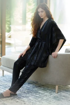 Satin Jacquard Stripe Wrap