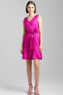 Scroll Jacquard Ruffle Dress