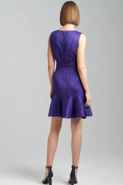 Scroll Jacquard Ruffle Dress