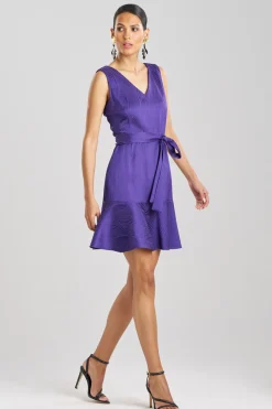 Scroll Jacquard Ruffle Dress