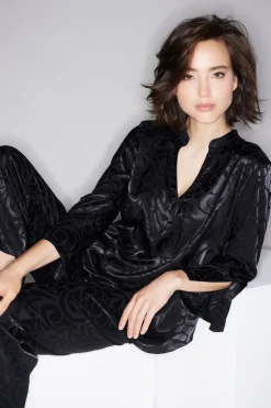 Scroll Satin Jacquard Long Sleeve PJ