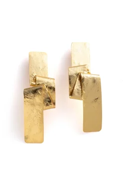 Sculptural Gold Plated Brass Earrings