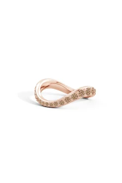 Shangri-La Brushstroke 14K Gold and Coffee Diamond Full Eternity Stacking Ring