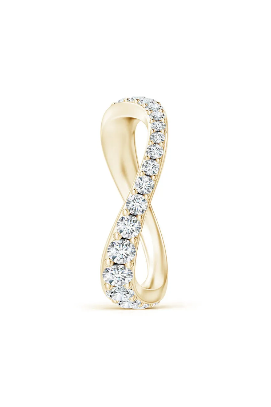 Shangri-La Brushstroke 14K Gold and Diamond Full Eternity Stacking Ring