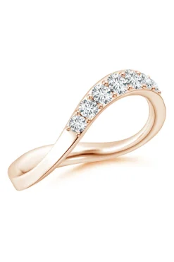 Shangri-La Brushstroke 14K Gold and Diamond Half Eternity Stacking Ring