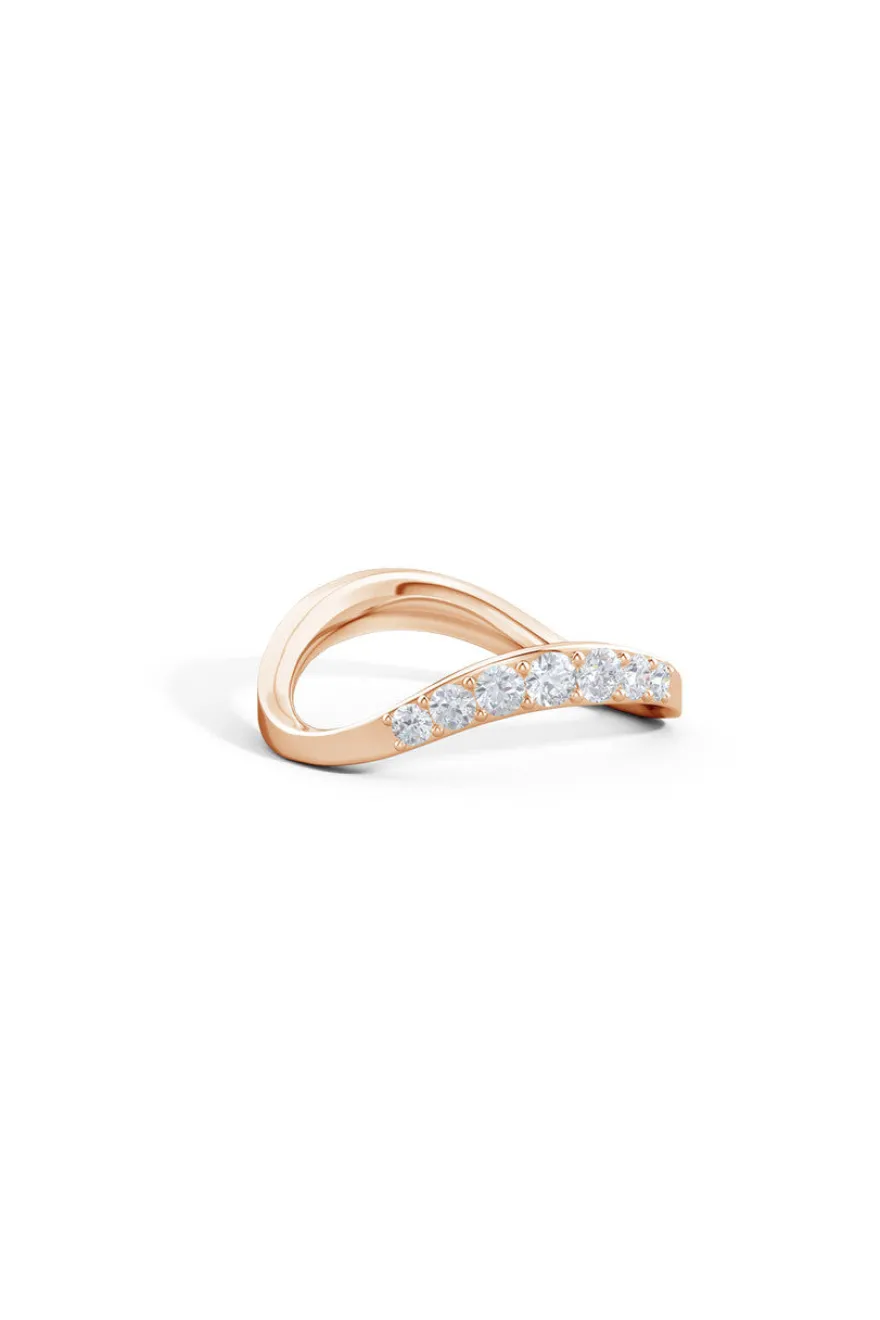 Shangri-La Brushstroke 14K Gold and Diamond Half Eternity Stacking Ring