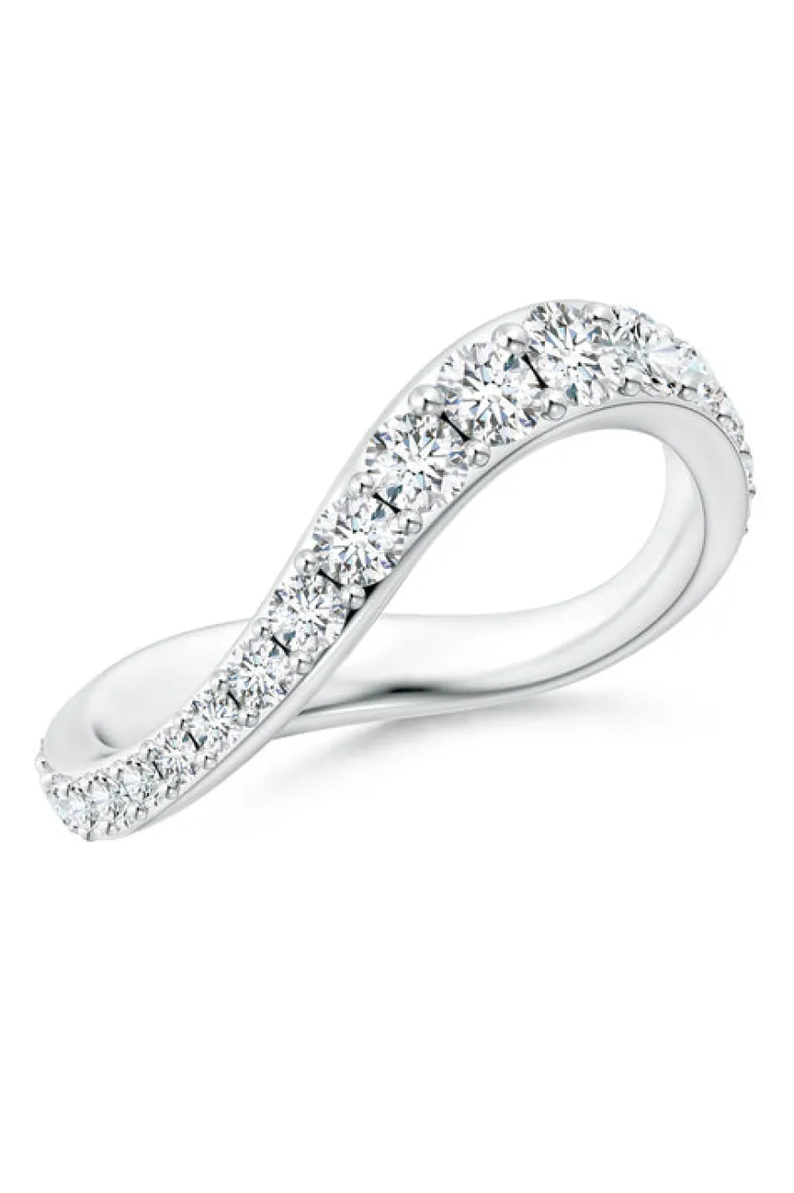 Shangri-La Brushstroke 14K Gold and Diamond Full Eternity Stacking Ring