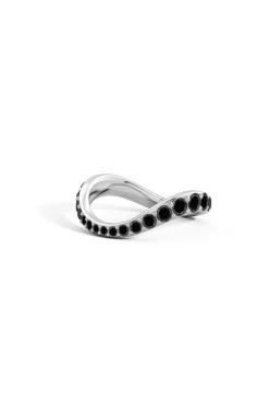 Shangri-La Brushstroke 14K Gold and Black Diamond Full Eternity Stacking Ring