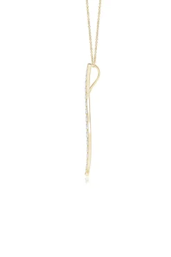 Shangri-La Brushstroke 14k Gold and Diamond Large Pendant Necklace