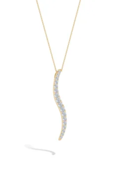Shangri-La Brushstroke 14k Gold and Diamond Large Pendant Necklace