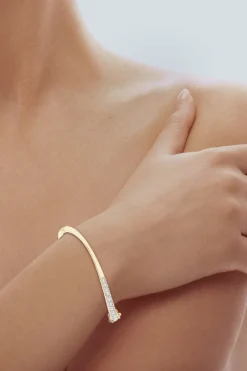Shangri-La Brushstroke 14K Gold and Diamond Half Bracelet