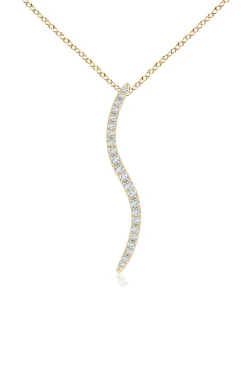 Shangri-La Brushstroke 14k Gold and Diamond Medium Pendant Necklace