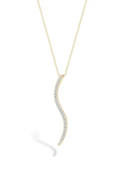 Shangri-La Brushstroke 14k Gold and Diamond Medium Pendant Necklace