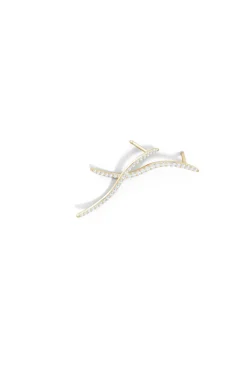 Shangri-La Brushstroke 14k Gold and Diamond Medium Stud Earrings