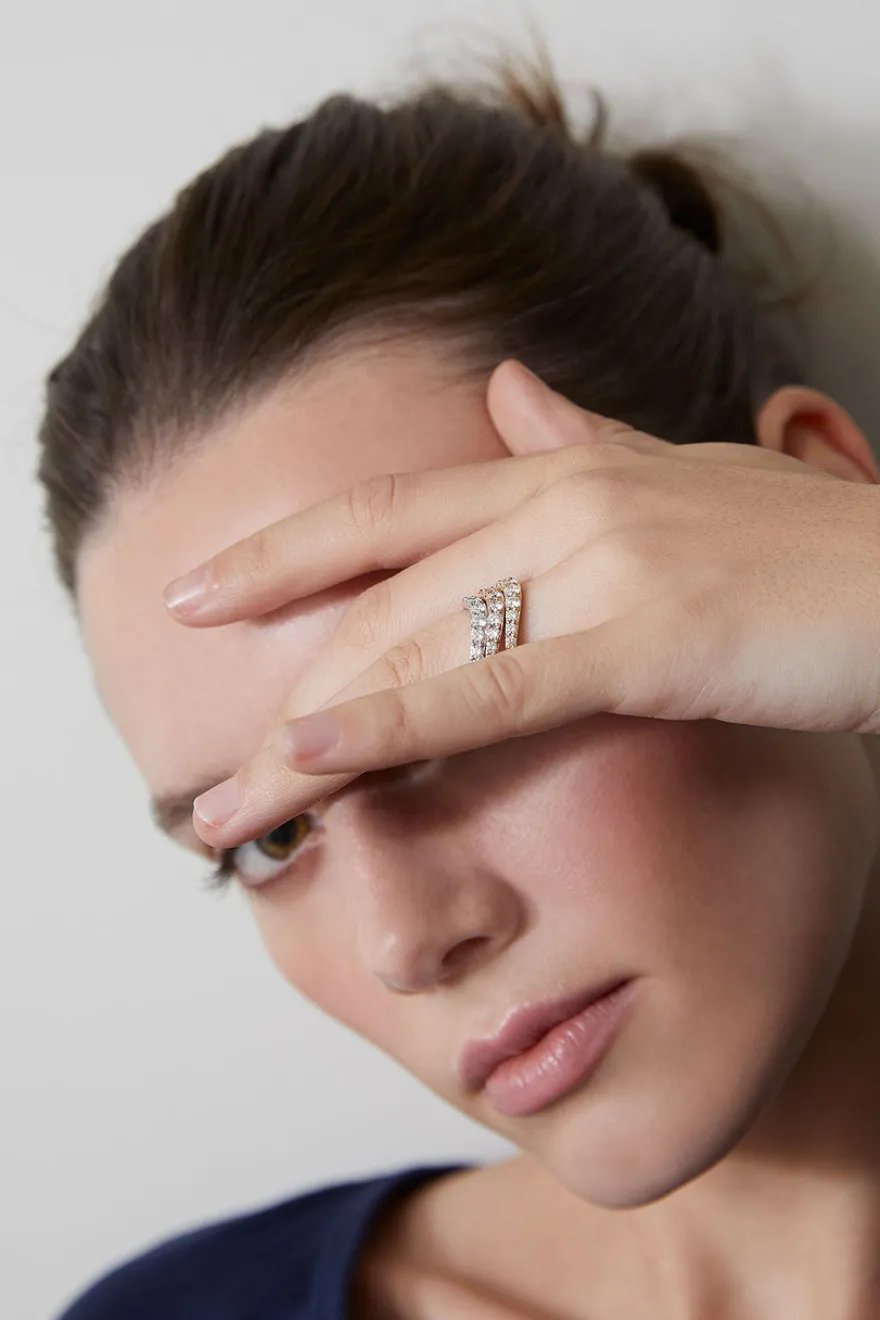 Shangri-La Brushstroke 14K Gold and Diamond Half Eternity Stacking Ring