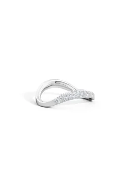 Shangri-La Brushstroke 14K Gold and Diamond Half Eternity Stacking Ring