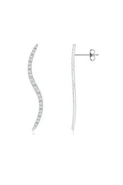 Shangri-La Brushstroke 14k Gold and Diamond Medium Stud Earrings